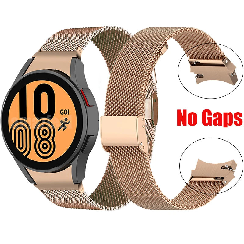 

No Gaps Metal Strap For Samsung Galaxy Watch 4 44mm 40mm Bands For Galaxy Watch4 Classic 46mm 42mm Bracelet Curved end adapter