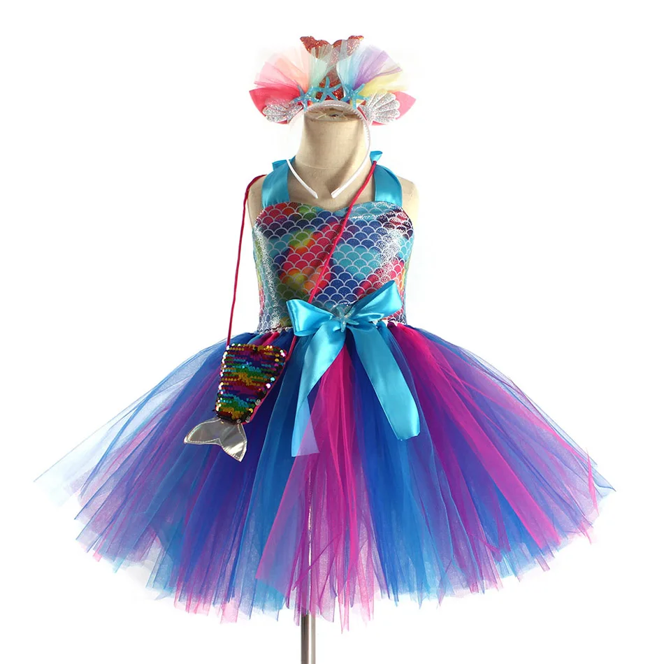 

Purim Halloween Costume Dresses For Show Girls Carnival Disguise Clothes Kids Mermaid Tutu Dress Nina Disfraz Vestidos Robe Gown