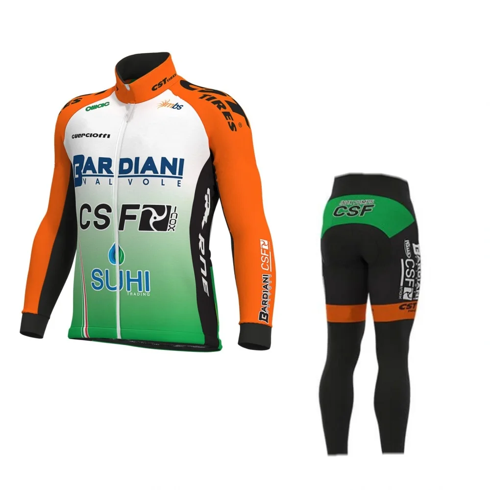 Зимняя флисовая одежда pro team BARDIANI CSF с длинным рукавом для велоспорта, комплект теплой одежды для велоспорта MTB, быстросохнущая велосипедная одежда Ropa ciclismo, гелевая подкладка - Цвет: no bib fleece