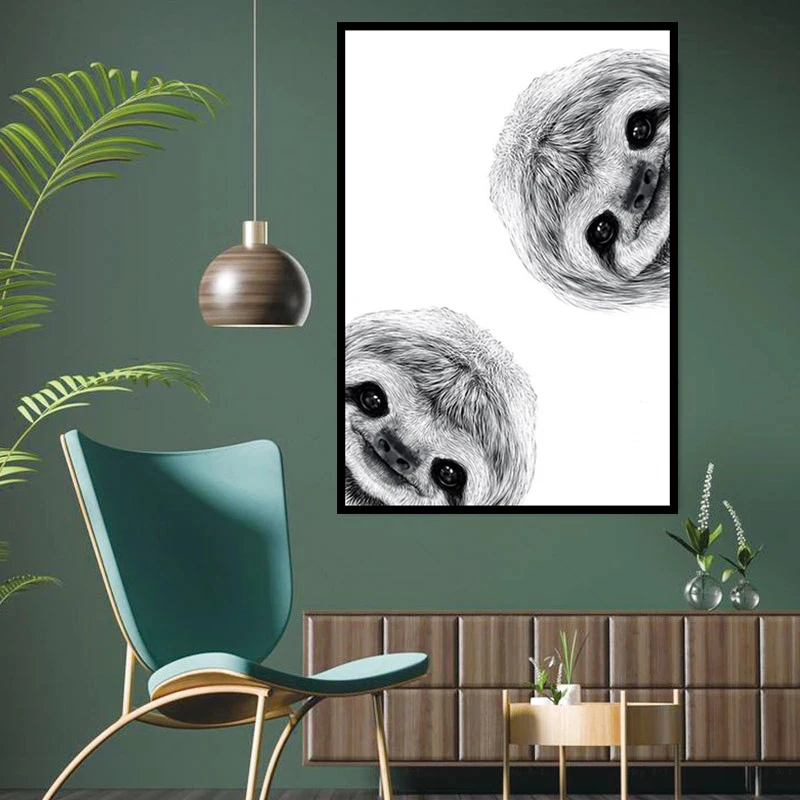

Плакат с черно-белыми ленивыми милыми животными, Hd печать, Картина на холсте, милое украшение для детской комнаты, Настенная картина