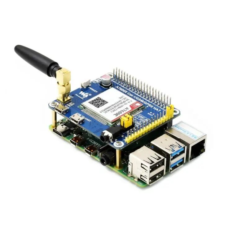 A7600E LTE Cat 1 HAT для Raspberry Pi низкоскоростной модуль 4G 2G GSM / GPRS Юго Восточной Азии