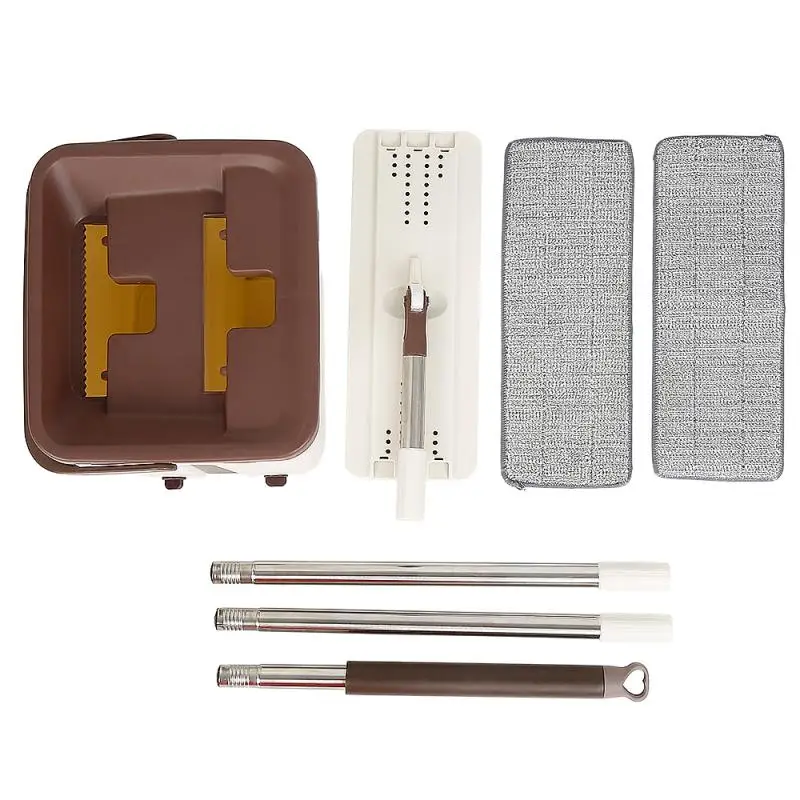 

360Flat Squeeze Mop and Bucket Hand Free Wringing Floor Cleaning Mop Microfiber Mop Pads Wet or Dry Usage on Hardwood Laminate