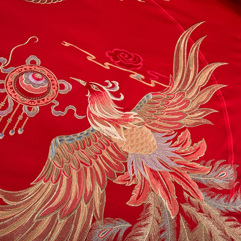 Роскошные 100S Египетский хлопок красный свадебный комплект постельного белья