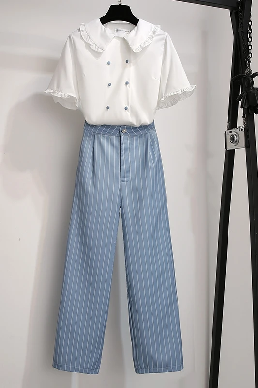 Two Piece Set Of Wide Legged Pants With Drop Sense Women's 2019 New Summer Style Goddess Style Suit Design Sense Minority