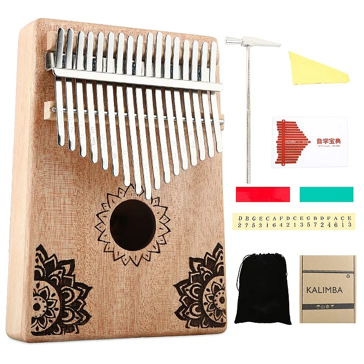 

17 Key Kalimba African Solid Wood Thumb Finger Piano Sanza Mbira Calimba Play with Guitar Wood Musical Instruments