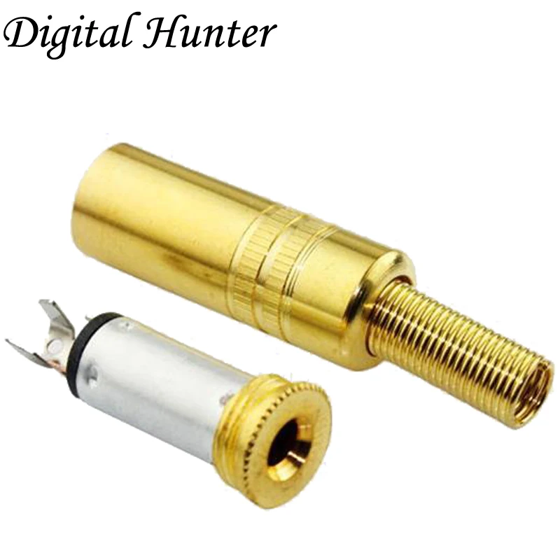 Позолоченный никелированный 3 5 мм разъем стерео Встроенный адаптер для пайки |