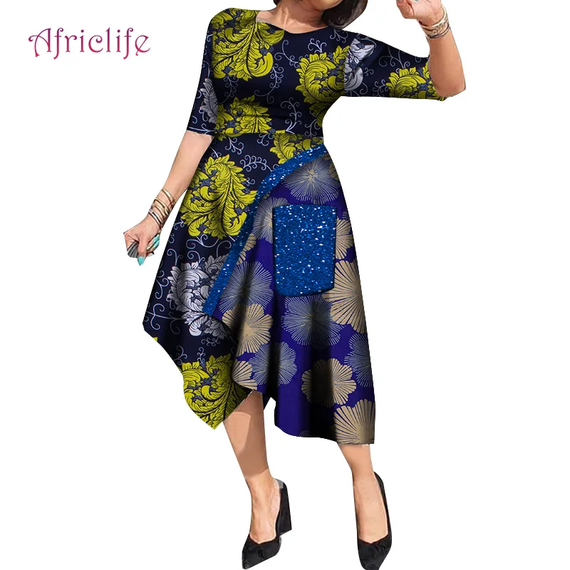 

Today's New Products Irregular African Women Skirt Clothing with One Glittering Pocket WY5852