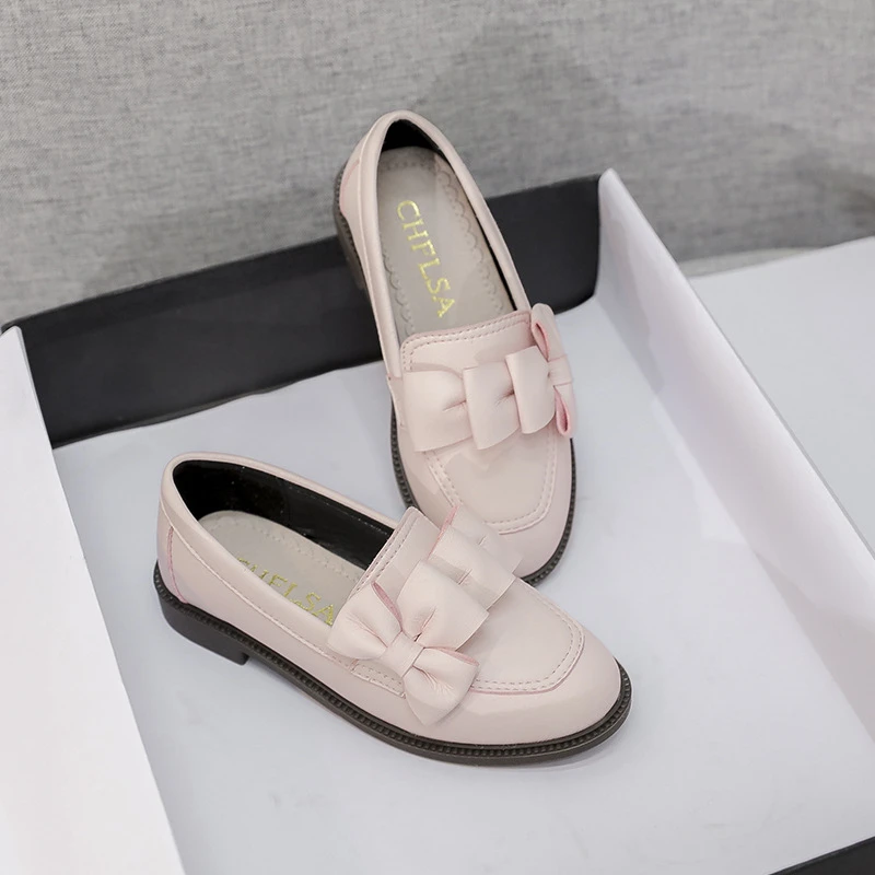 Мокасины из натуральной кожи для девочек туфли на плоской подошве лоферы