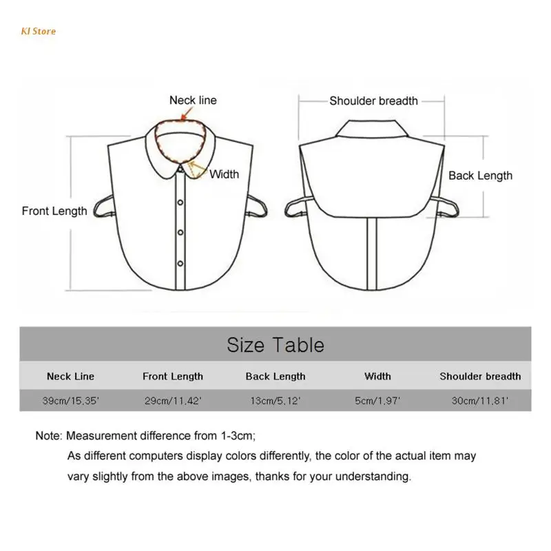 

Women Punk Style Spiked Rivets Studded False Fake Collar Button Down Detachable Lapel White Half Shirt Decorative Sweater Dickey