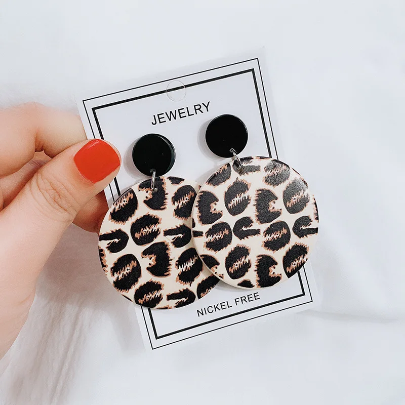 

Fashionable Leopard Print Earrings Personalized All-match Geometric Round Acrylic Leopard Print Earrings Korean Fashion Jewelry