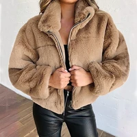 new fashion casual ladies outwears women faux fur coat winter warm soft jackets elegant solid zipper 2021 office lady tops coats