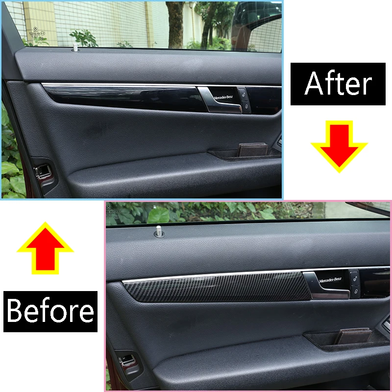 Для Mercedes Benz C Class W204 C180 C200 2009- декоративная панель для межкомнатной двери автомобиля, аксессуары для отделки 4 шт