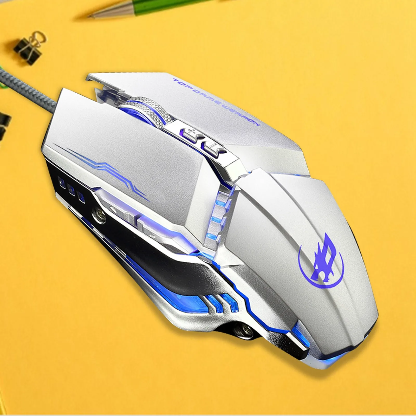 

Office Entertainment For Desktop Pc Gamer Laptop Silent T-9 3200dpi 7color Light Wired Usb Metal Bottom 7d Metal Gaming Mouse