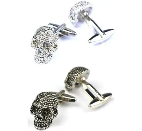 10 пар/лот серебристого цвета и черной эмалью в виде черепа запонки форме головы