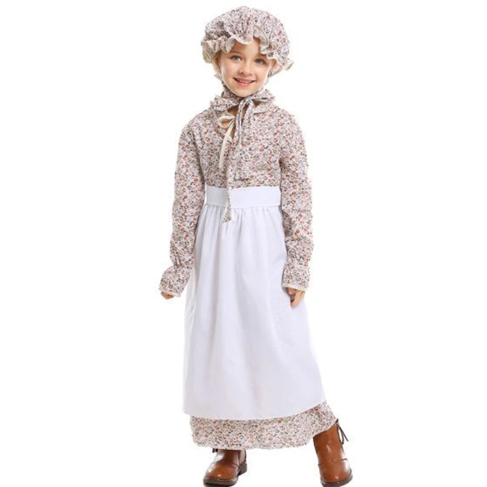 

Cute Girls Grandma Wolf Cosplay Uniforms Dress Apron Set Fairy Tale Countryside Farm Dresses Halloween Costumes for Baby Girl