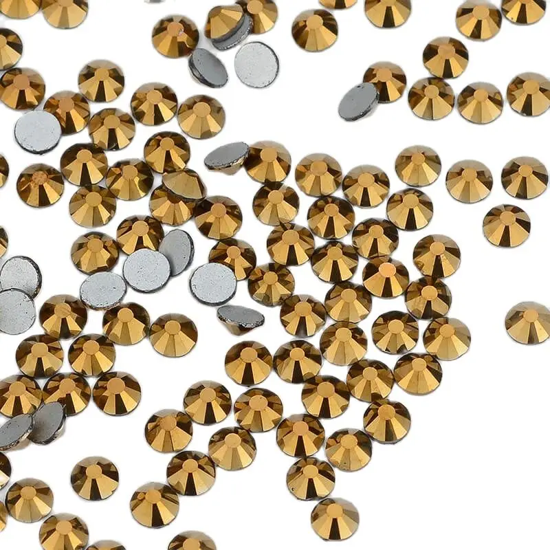 

SS3-SS34 Aurum Flatback Rhinestones Glitter Glass Non Hotfix Glue On Rhinestone for Needlework DIY Crafts Nail Art Decorations