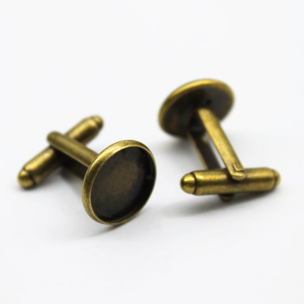 

10pcs 12mm Gold Silver Plated Cufflink Setting Base Cameo Cabochon Setting Antique Bronze Brass Copper High Quality