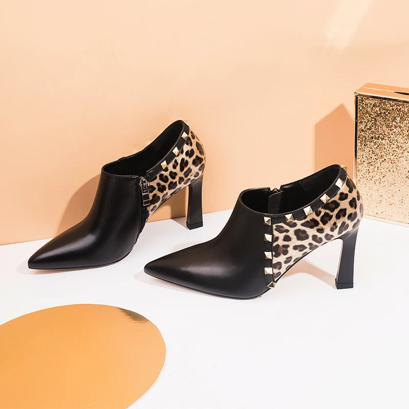 Universe/пикантные женские ботинки на высоком каблуке с леопардовым принтом