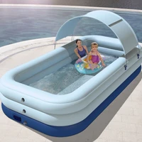 inflatable pool with sun shelter pvc inflatable lounge pool for garden backyard outdoor summer water party