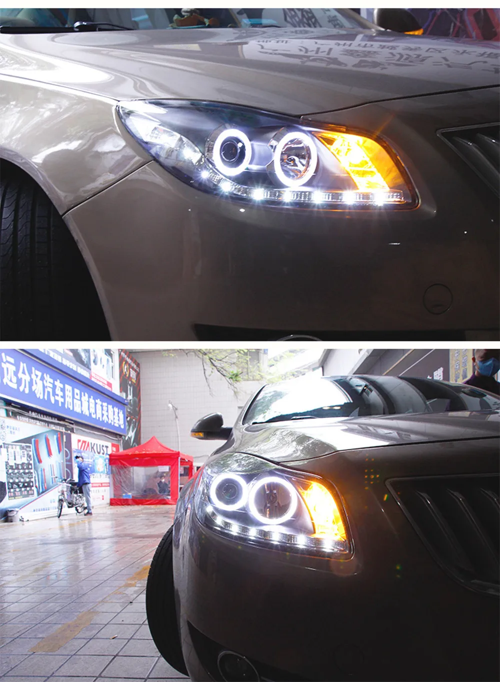 

2 pcs Headlight assembly for buick regal opel insignia 09-13 LED daytime running light lens xenon headlamps