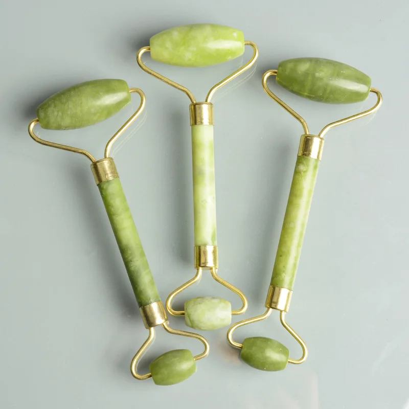 Jade роликовый массажер для лица с двойной головкой Натуральный камень лифтинга и