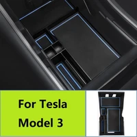 for tesla model 3 center console organizer tray armrest storage box tray with charging adapter holder coin box