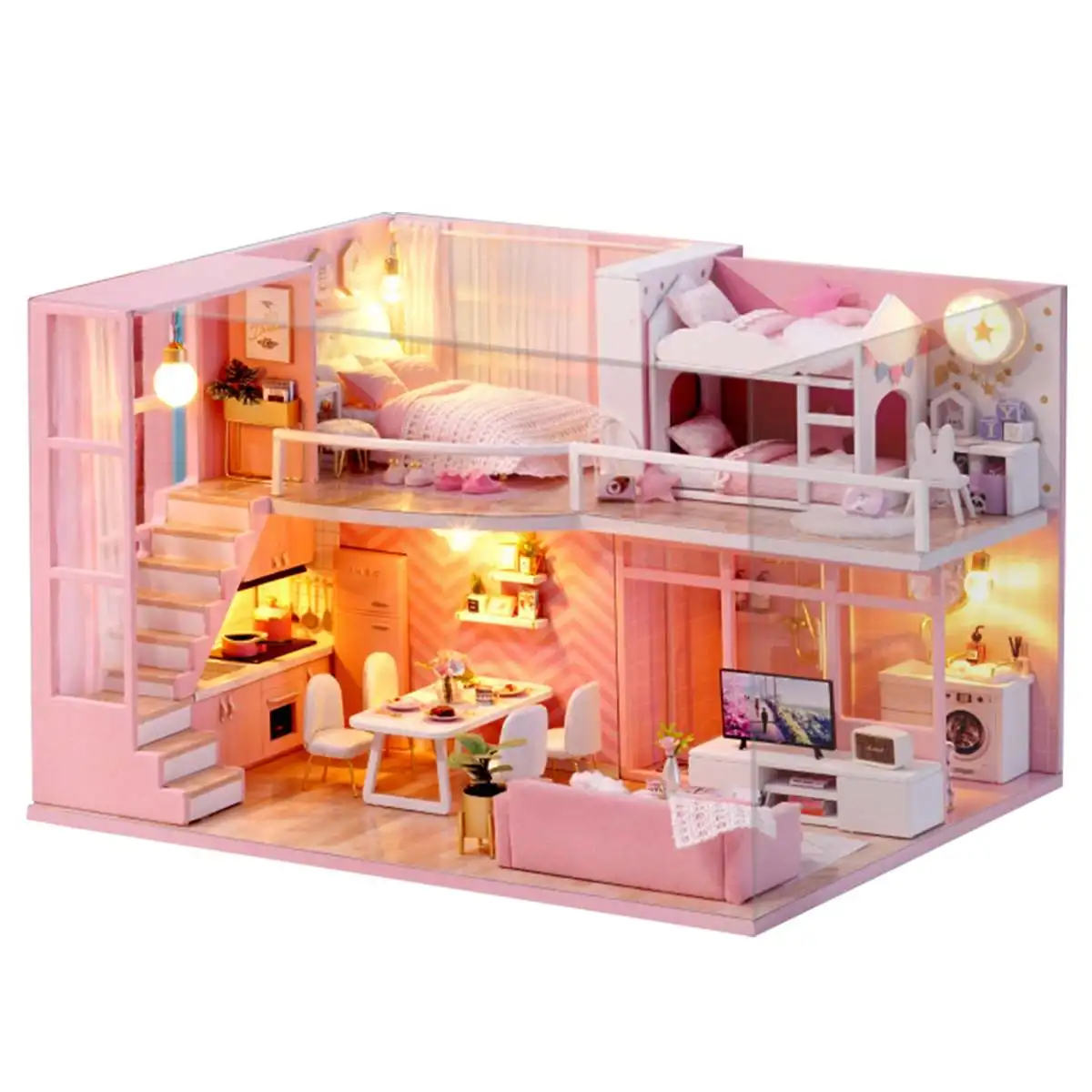 

24.5*20.5*15.5cm DIY Wooden DollhouseMiniature Dollhouse Furniture Kit Brain GameToys for Children Christmas Gift