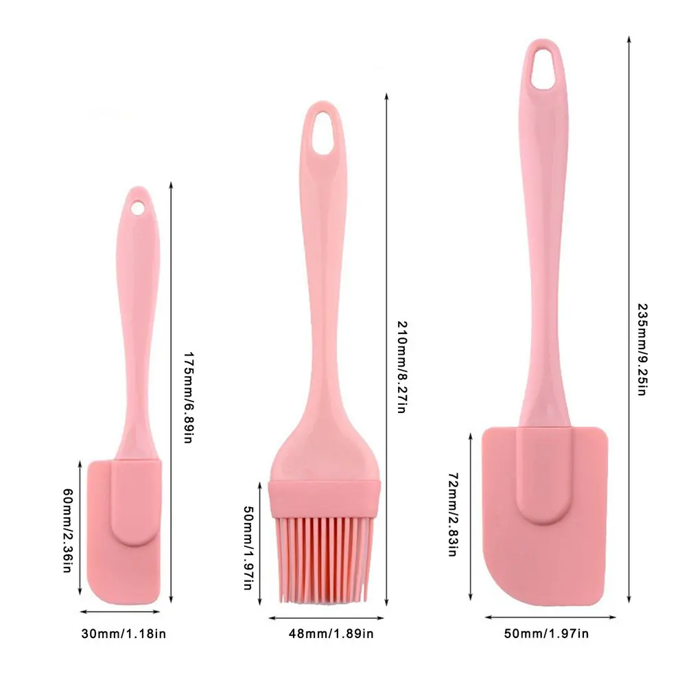 

3pcs/set Cream Scraper DIY Bread Cake Butter Spatula Mixer Oil Brush Kitchen Baking Tool Silicone Non-stick Spatula