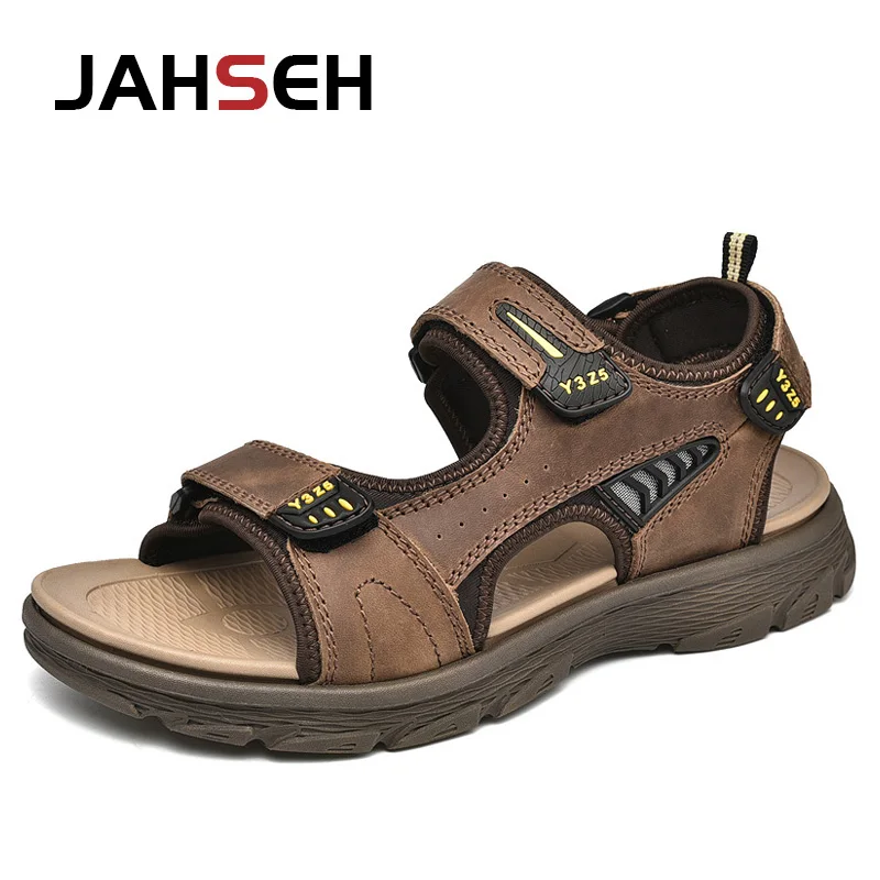 

New Arrival Men Sandals Summer Outdoor Genuine Leather Beach Shoes High Quality Western Walking Shoes Fashion Men Casual Shoes