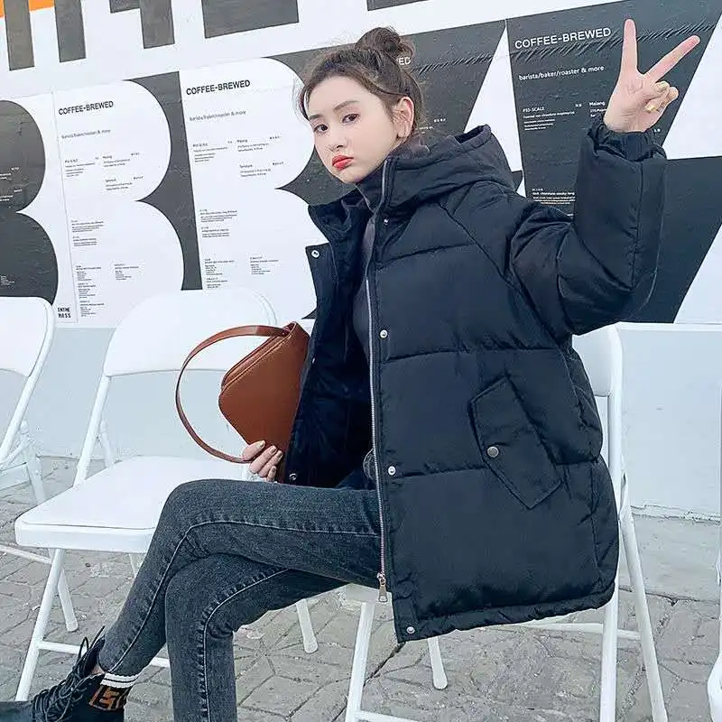 

Women's Cotton Clothes Winter Purple Thick Warm Cotton Jacket 2020 Korean Loose Cotton Coat Women's Hooded Bread Short Jackets