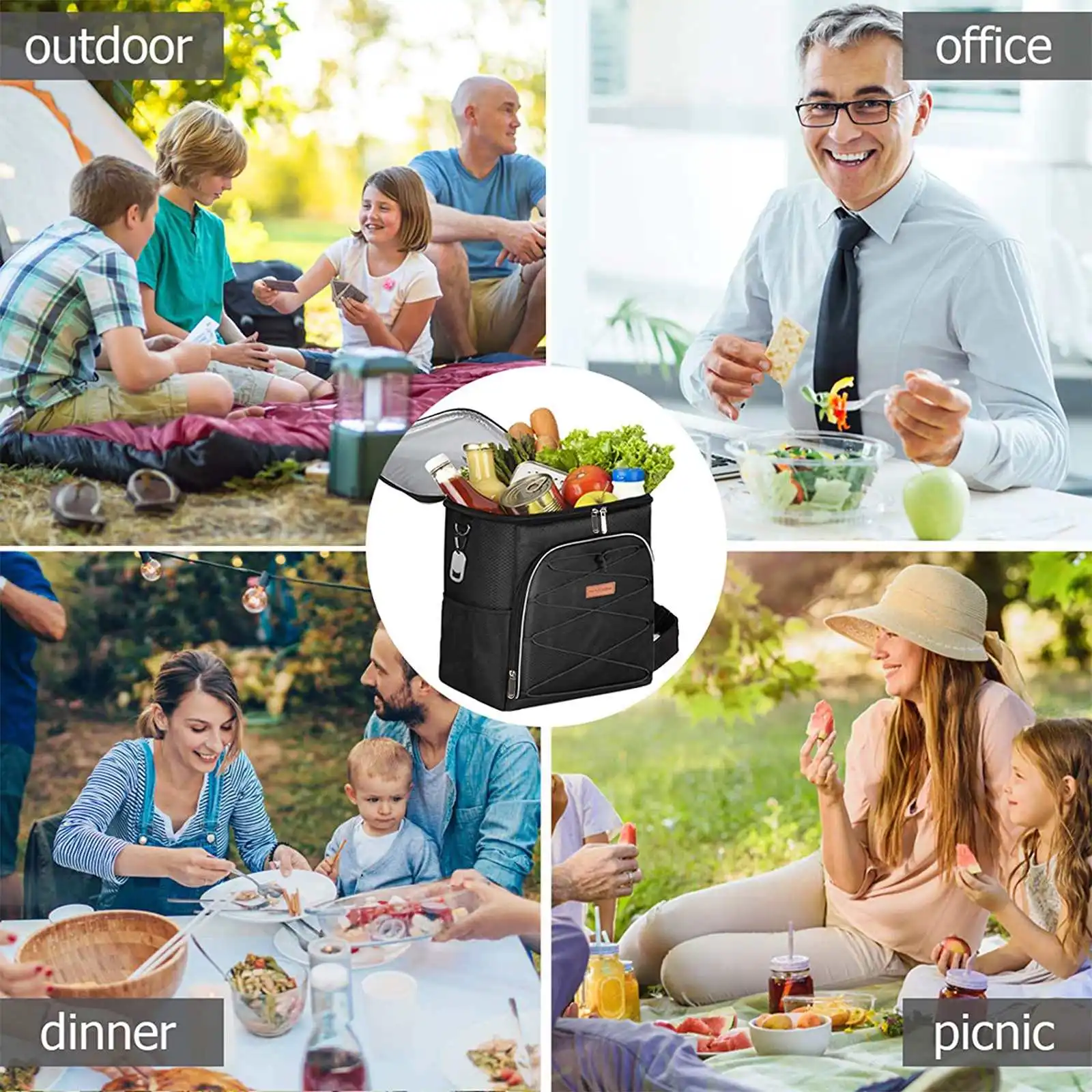 28l large capacity cool warm insulated bag leak proof lunch backpack thermal picnic bag picnic food beverage storage bag free global shipping