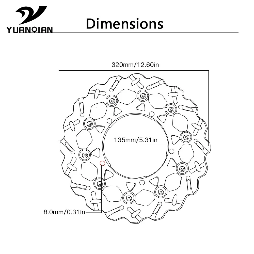 Передний плавающий тормозной диск ротор и кронштейн из нержавеющей стали для