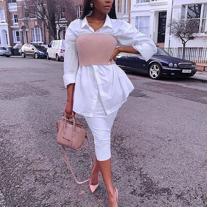 

Fannic Long Sleeve White Blouse Women Shirts Lapel Single Breasted Folds Slim Long Sleeve Blouses 2021 Spring and Autumn