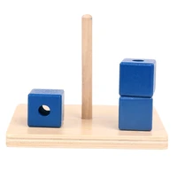 wooden montessori sensorytoys infant blue square stacker preschool educational learning toys for toddlers juguetes c1664h