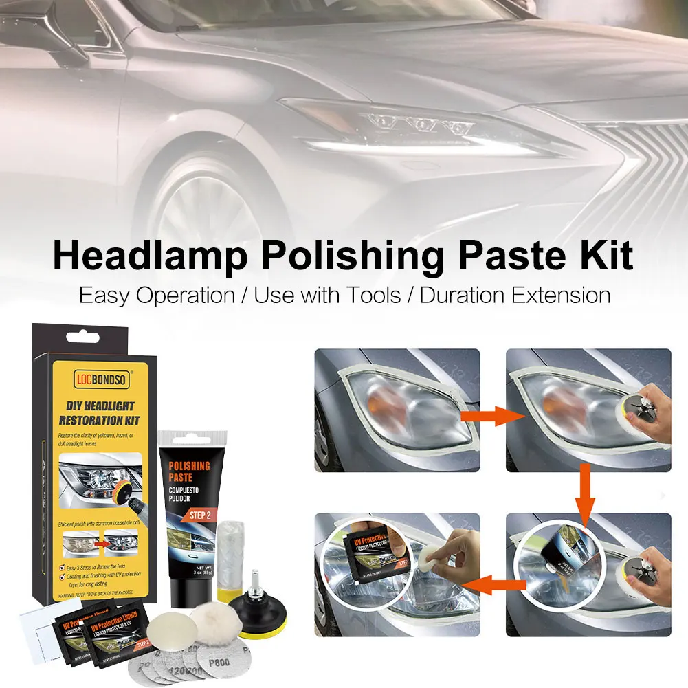 

DIY Car Headlight Polish Repair Liquid Kit Car Light Windows Cleaner Repair Renovation Agent Headlight Retreading Set TSLM1