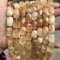 natural citrines crystal stone spacer loose bead high quality 10x15mm faceted rectangle shape diy gem jewelry accessories a4206