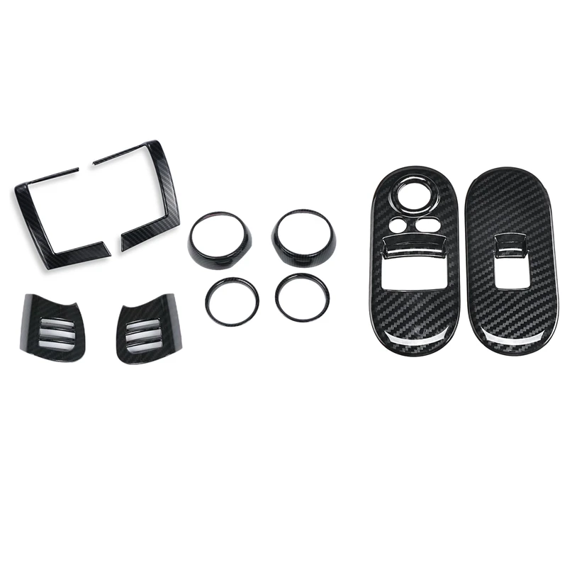 

2Pcs Door Window Control Covers & 8Pcs Dash Air Vent Cover For Mini Cooper F55 F56 F57 Carbon Fiber Interior