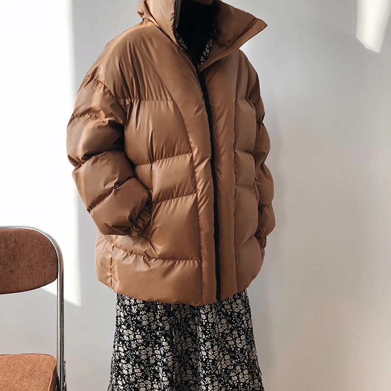 Женская Стеганая куртка с длинными рукавами и воротником стойкой зимнее