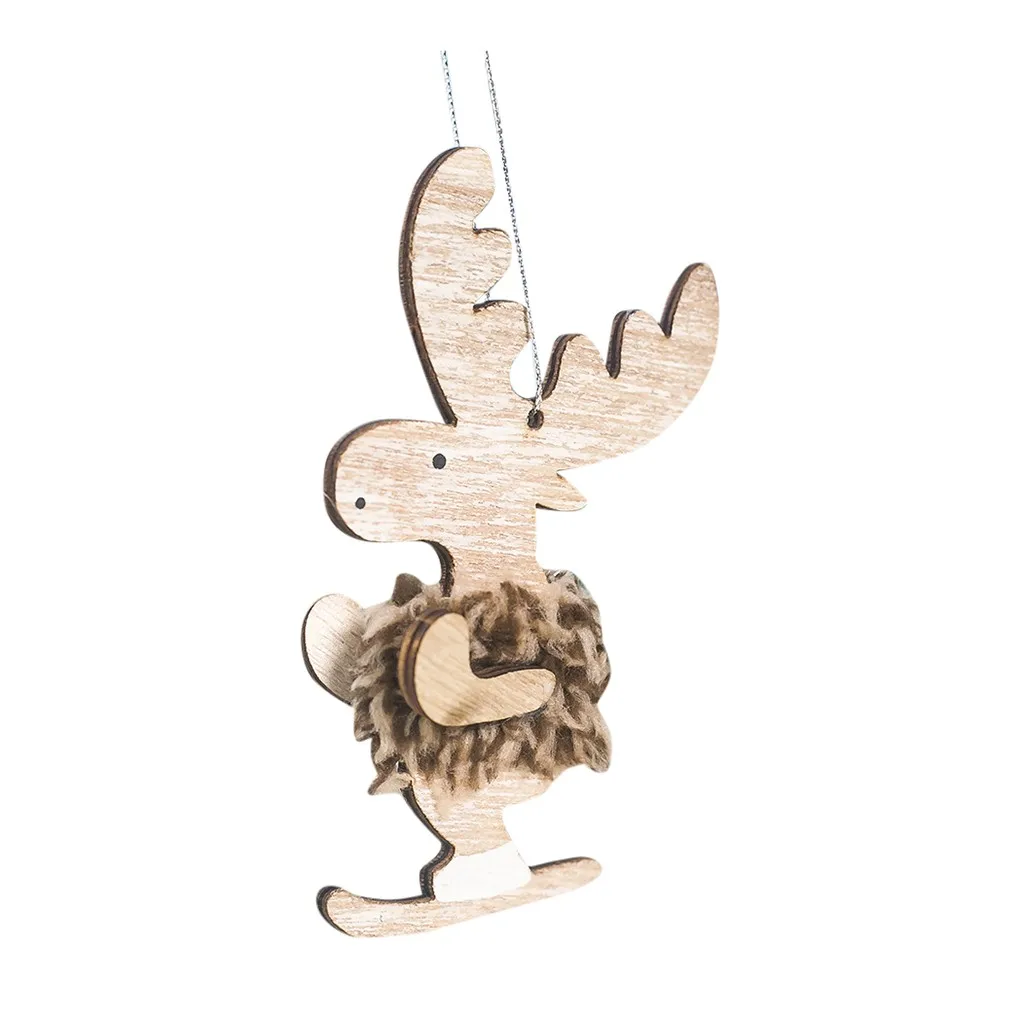 2019 деревянная подвесная Елочная игрушка в виде лося украшение подвесное для