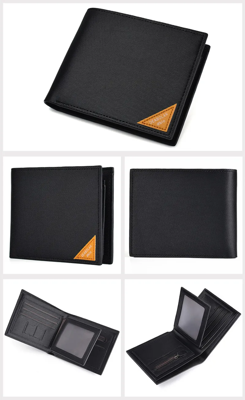 

Men's Short Wallet Cross Pattern Three Fold Zipper Coin Purse Multi-Card Slot Driver's License Card Case Wallet