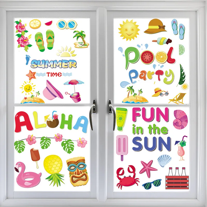 

Hawaii Sticker Hawaii Party Decor Summer Beach Holiday Window Sticker Adult Favor Rudolph Doll Decor Sticker For Home Decor