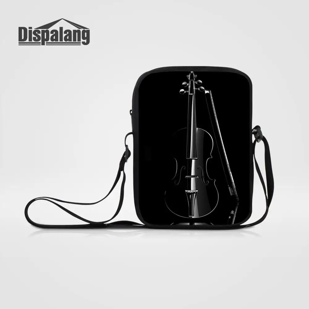 Крутая черная школьная сумка через плечо с принтом скрипки для девочек