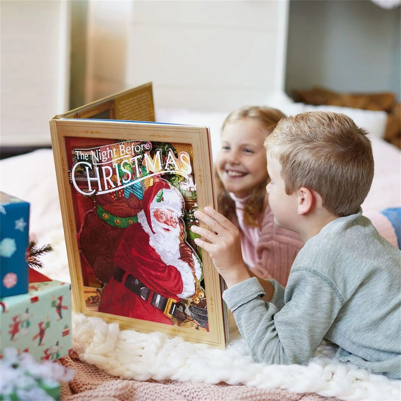 Christmas 3D Music Lighted Story Book The Night Before Pop-up With Light And Sound New Year Gift For Children | Игрушки и хобби
