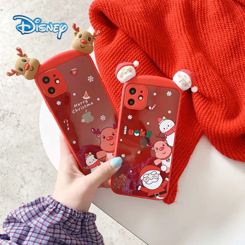 

2021 Christmas Cartoon Mobile Phone Case for iPhone 12 12Pro 11 Pro X XS MAX XR 7 8 Plus Cute Anti-Fall Cover 2022 New Year Gift