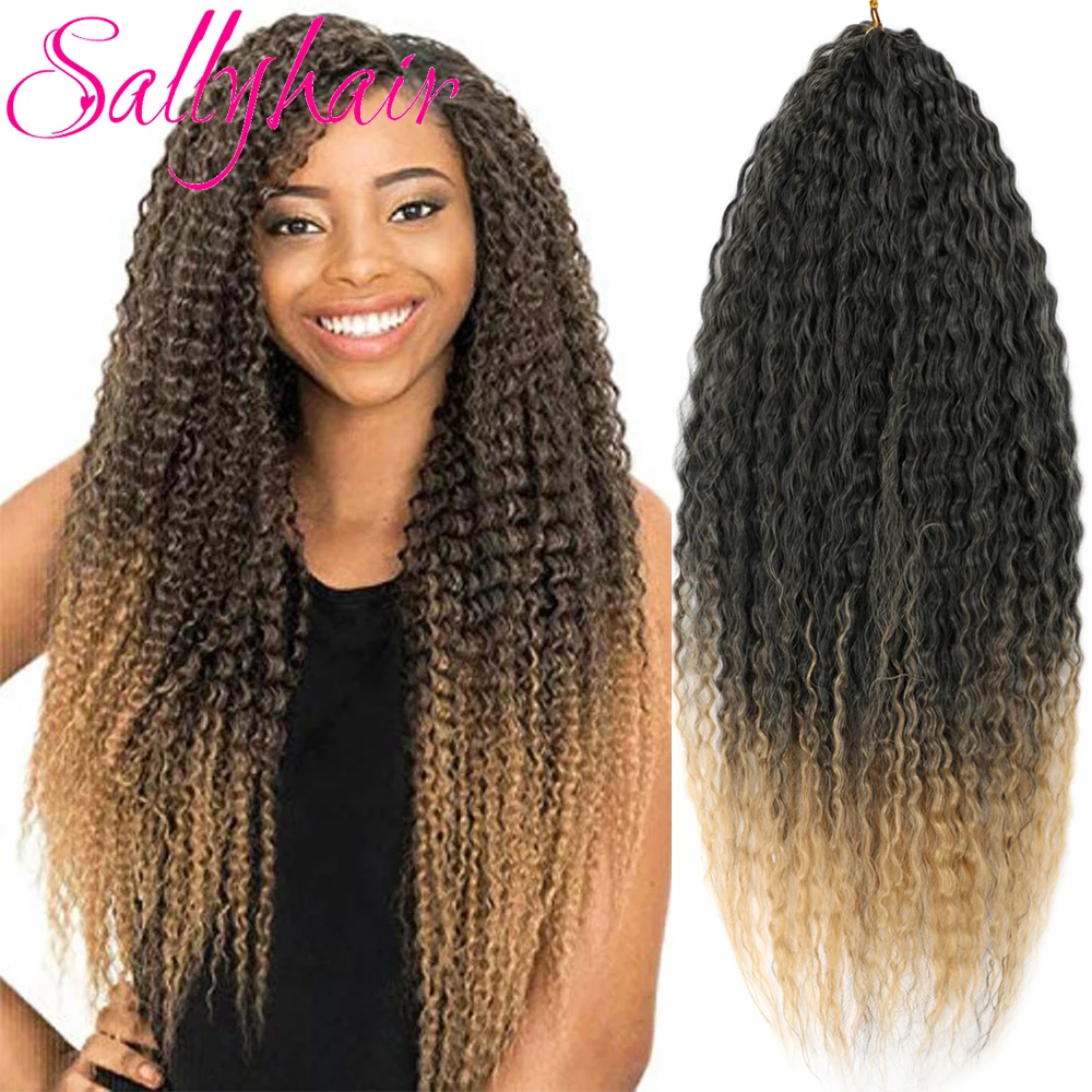 

Sallyhair 20inch Brazilian Crochet Braids Ombre Synthetic Braiding Hair Extensions Pink Blonde Color Hairstryle Afro Kinky Curly