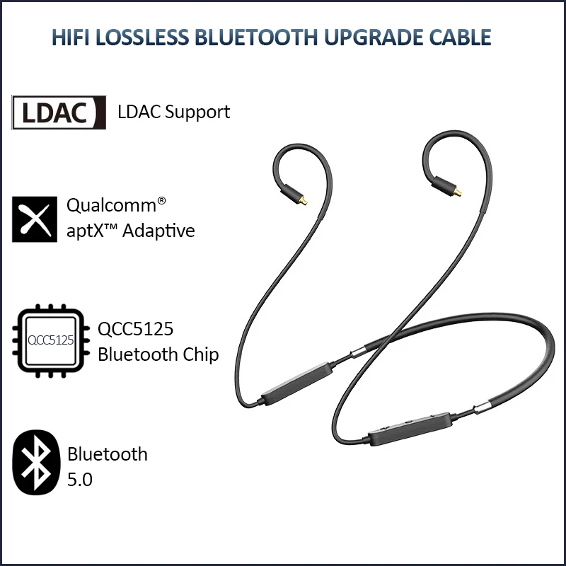 Newest Bluetooth Headphone Cable with LDAC 3X More Data Than Standard Bluetooth aptX Adaptive HD Lossless MMCX 0.78 0.75mm 2Pin