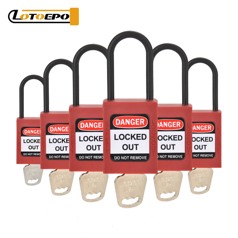 

EP-8532N 38mm Insulation safety padlock- Six Colors - 6 Pack - Keyed Alike - OSHA Compliant Loto Locks with 1 Key Per Lock
