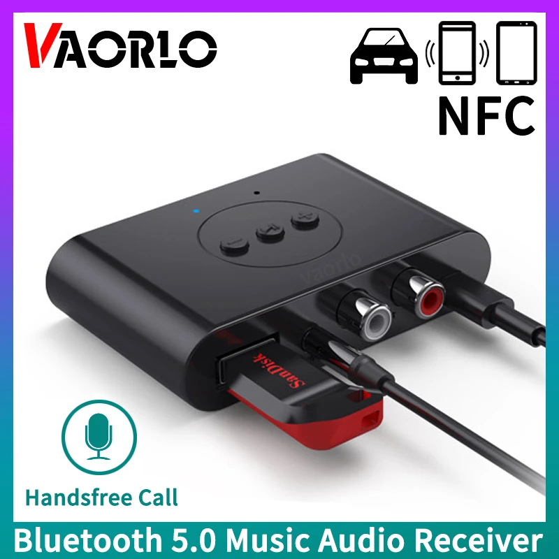 Bluetooth 5,0 аудио приемник NFC U диск RCA 3,5 мм AUX USB стерео музыка беспроводной адаптер с микрофоном для автомобиля Комплект динамик усилитель