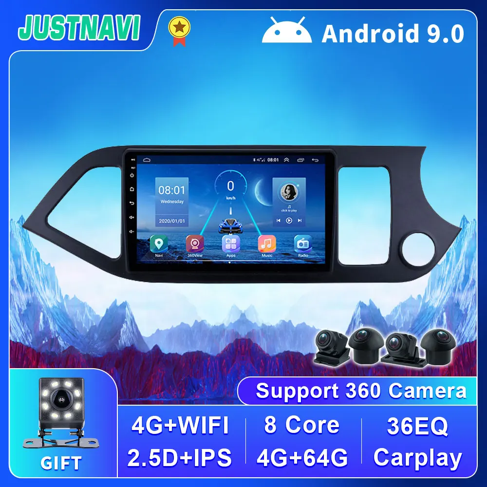 

9'' For KIA Morning Picanto 2011-2016 RHD Car Multimedia Player Wifi 4G Carply DSP Bluetooth Android 9.0 2Din Radio No DVD GPS