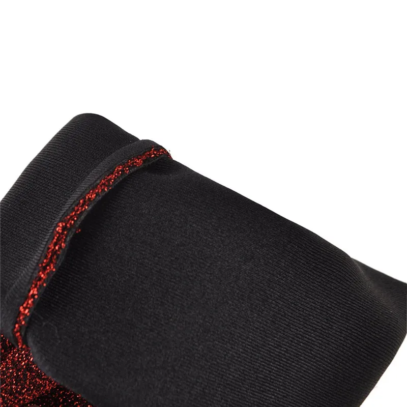

2018 Winter Glitter Female Shoes Silver Black Red Mid Calf Long Riding Stocking Stretch Ladies Knight Boots Big Size 43